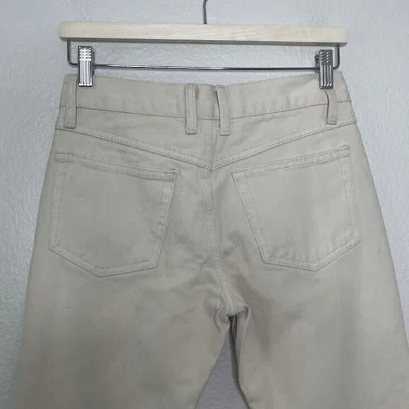 Brandy Melville Jeans Galt Small 26 Flared Cream Bootcut 100% Cotton Denim NEW - Picture 10 of 14